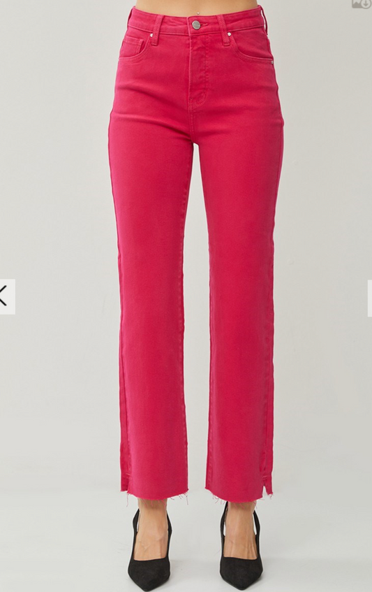 TC-High Rise Ankle Raw Hem w/Slit