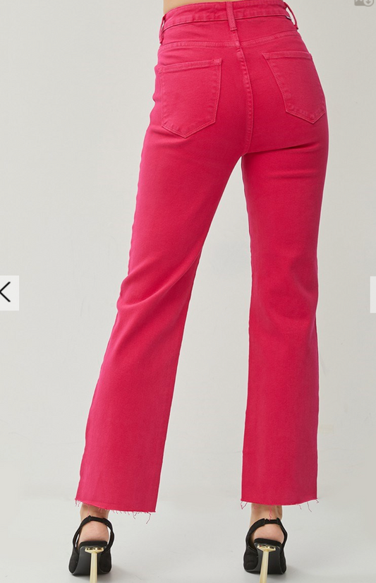 TC-High Rise Ankle Raw Hem w/Slit