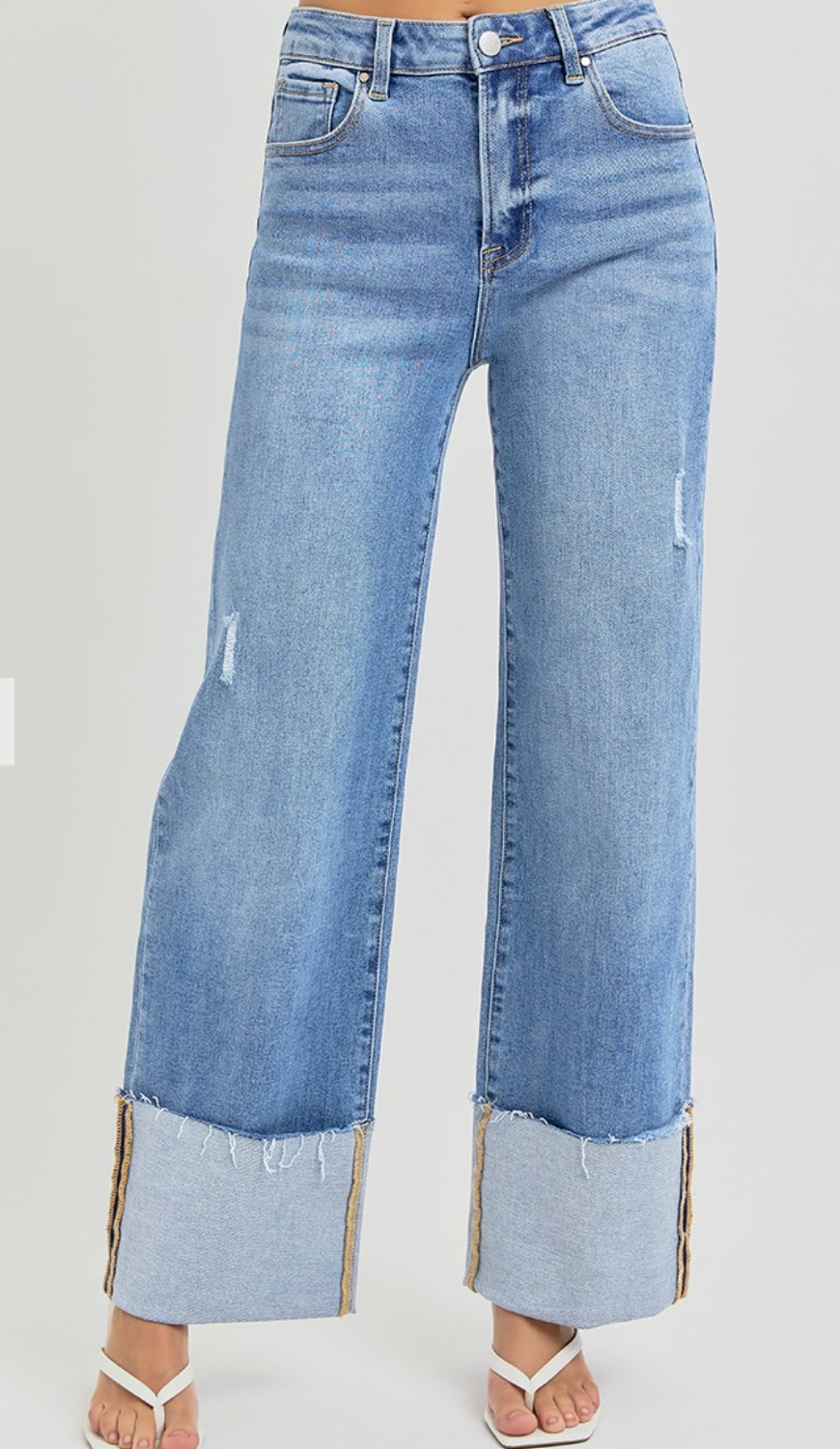 High Rise Ankle Cuffed Jean