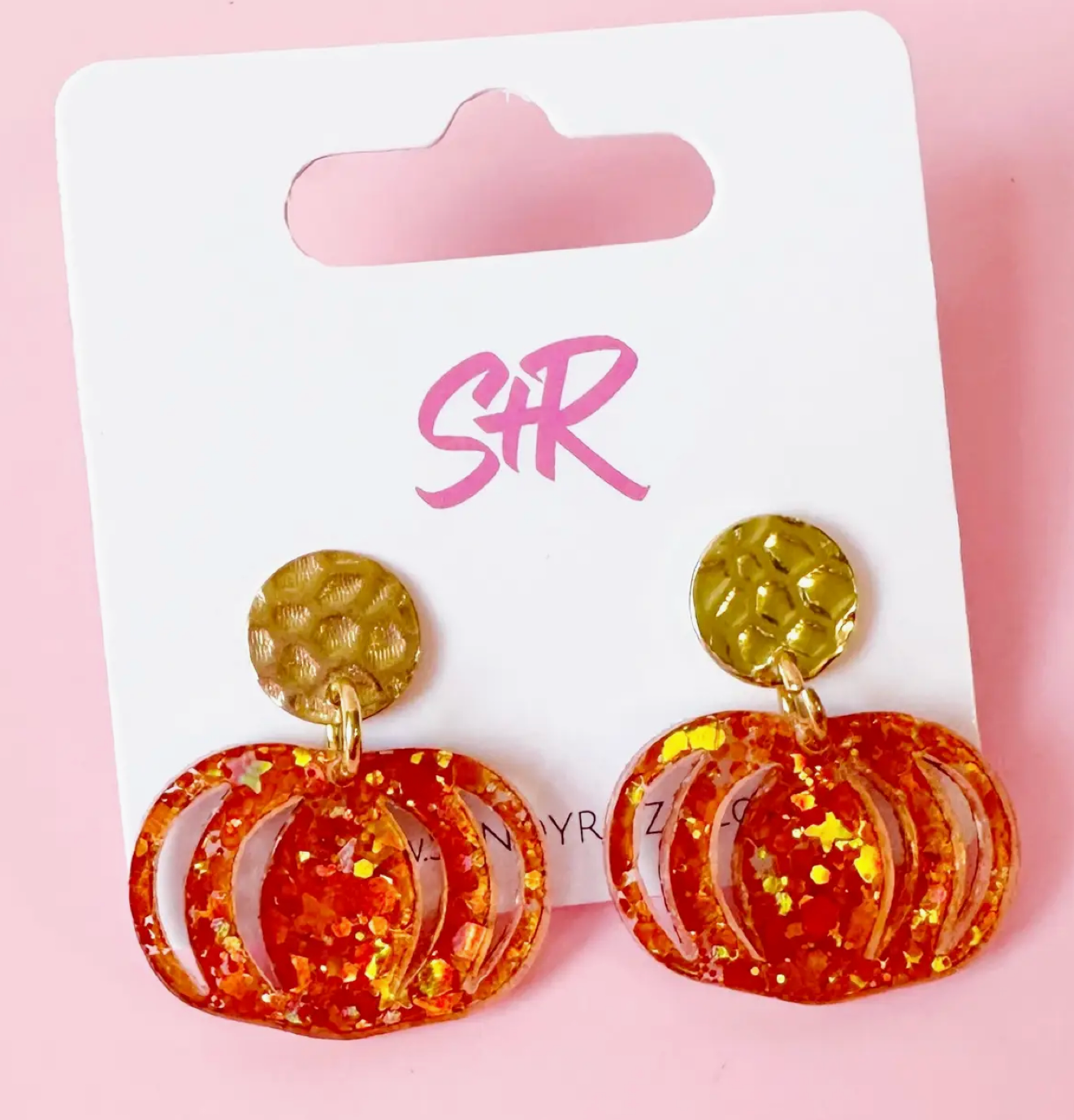 Orange Glitter Acrylic Pumpkin Dangle Earrings