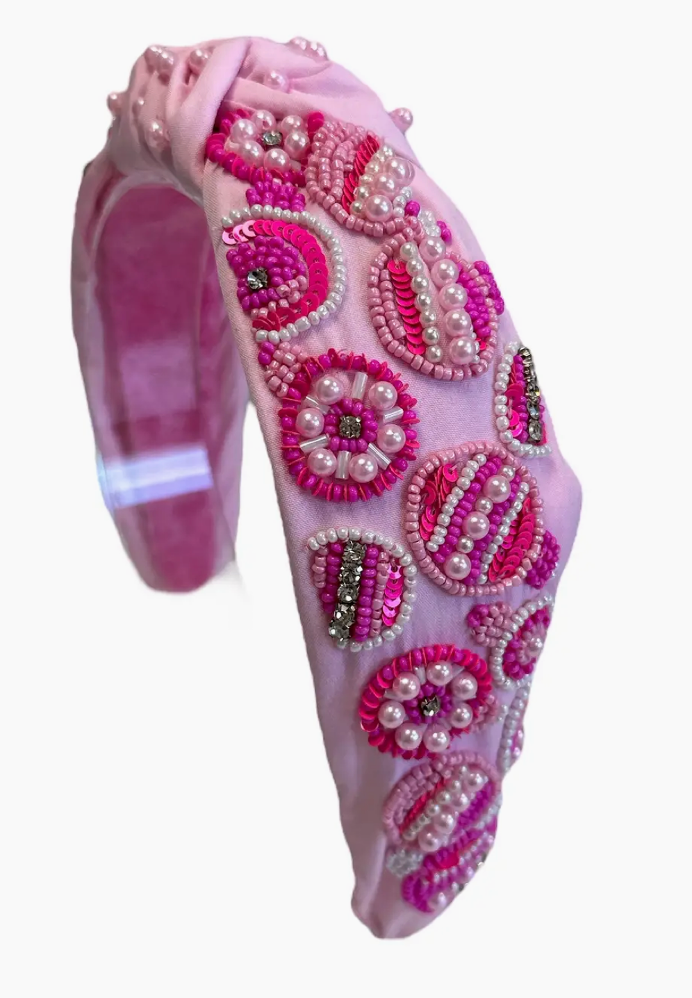 Pink Christmas Ornament Beaded Headband