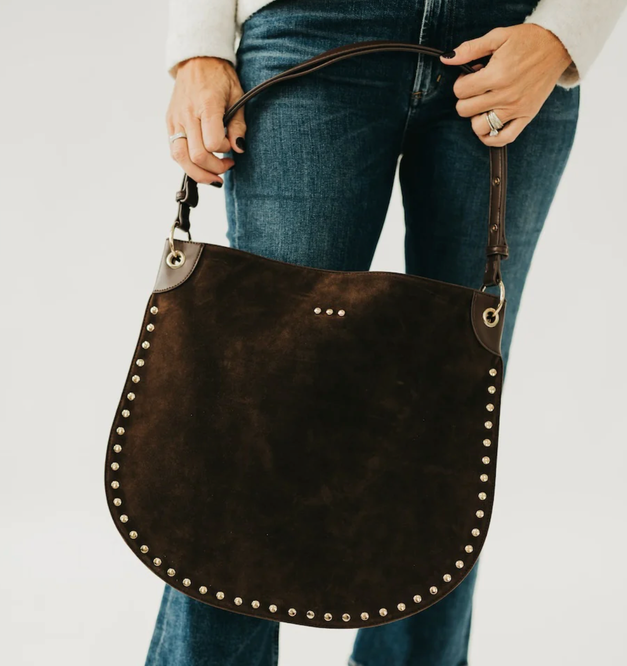 Rosalie Rivet Suede Hobo Bag