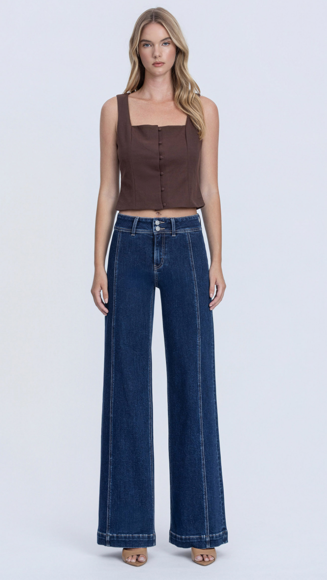 High Rise Front Seam Wide Leg