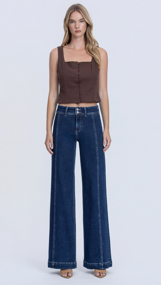 High Rise Front Seam Wide Leg