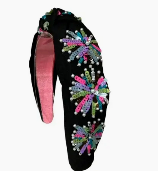 Headband Knot - Fireworks - Black with Multi