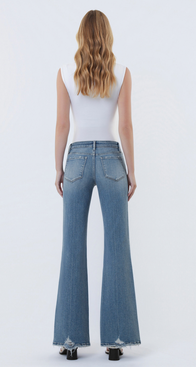 Mid Rise Easy Flare Jeans w/Tint