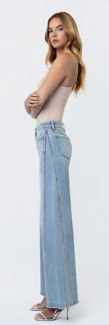 Mid Rise Twisted Seam Palazzo Jeans