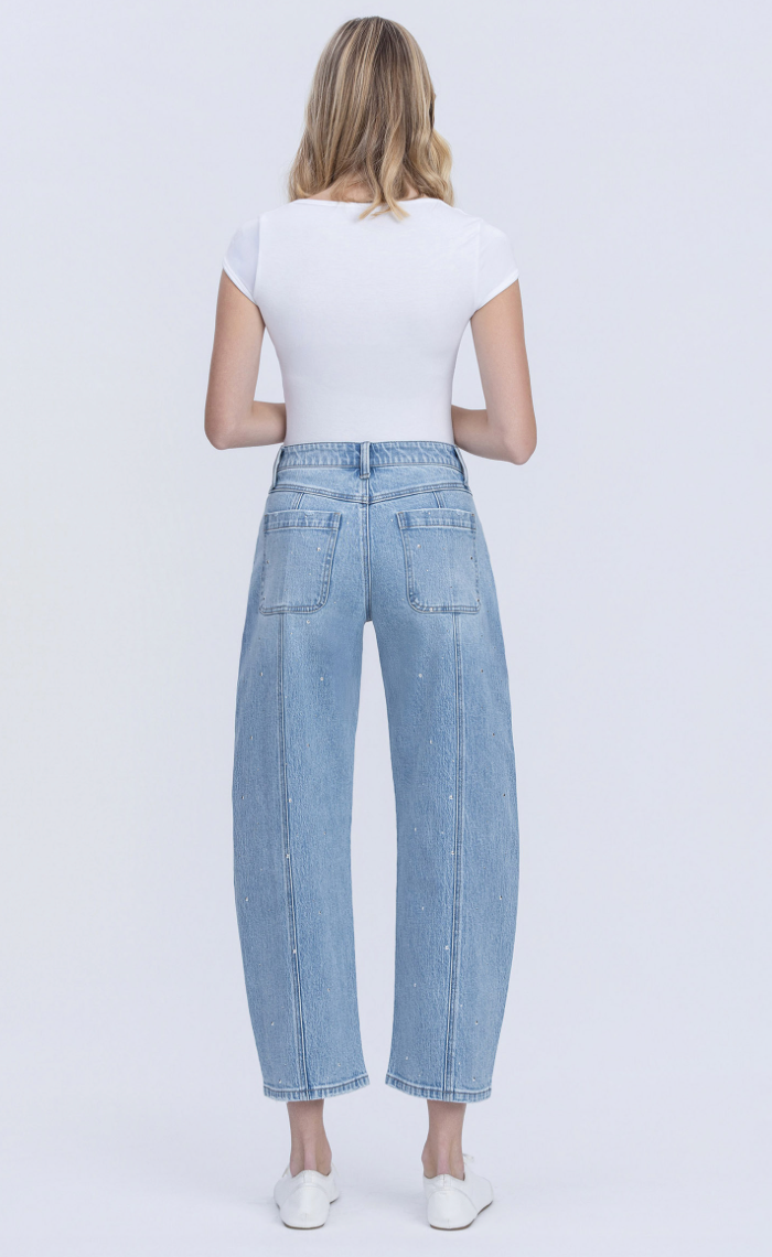High Rise Embellished Barrel Jeans