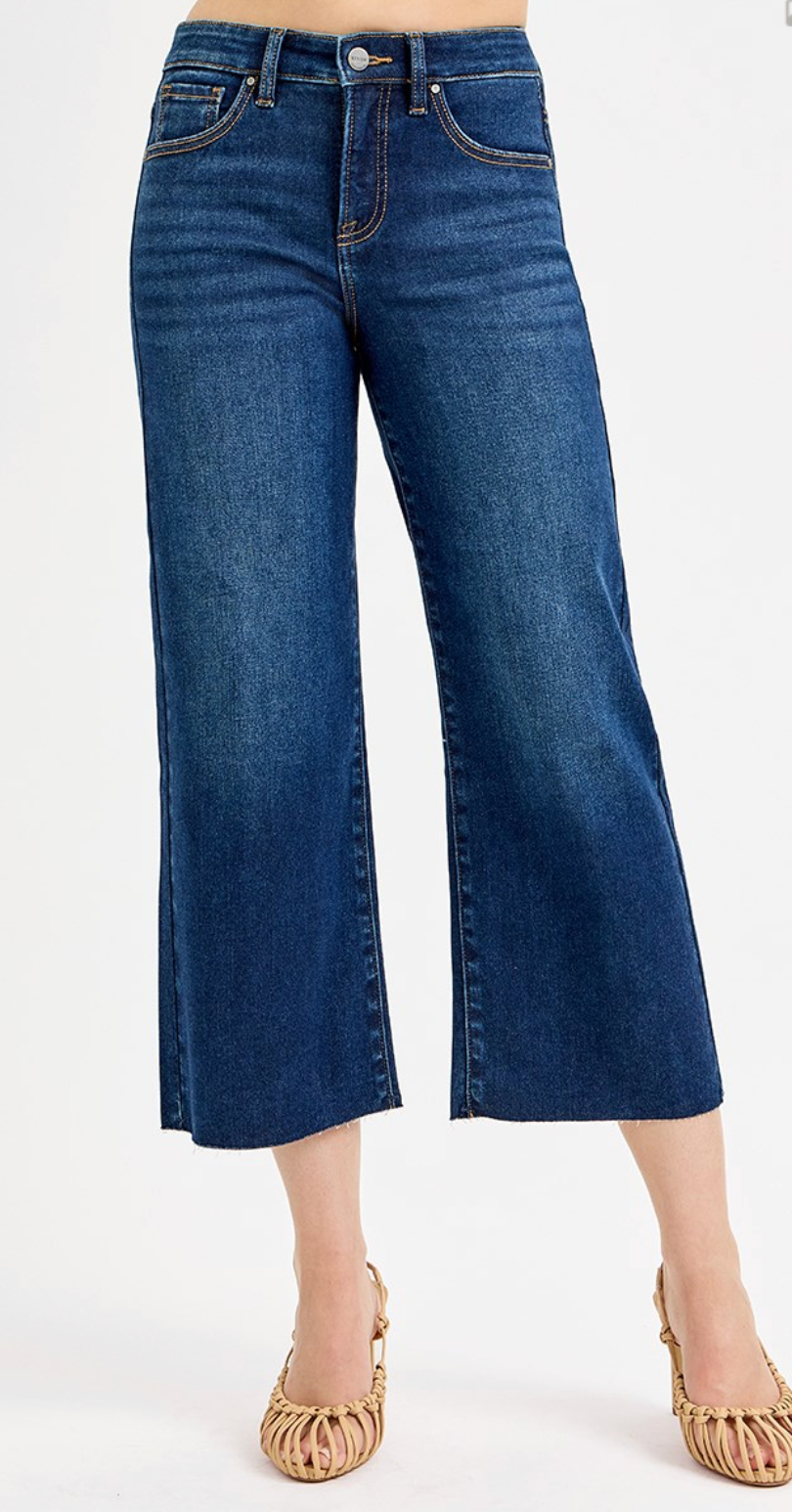 TUMMY CONTROL HIGH RISE CROP WIDE JEANS