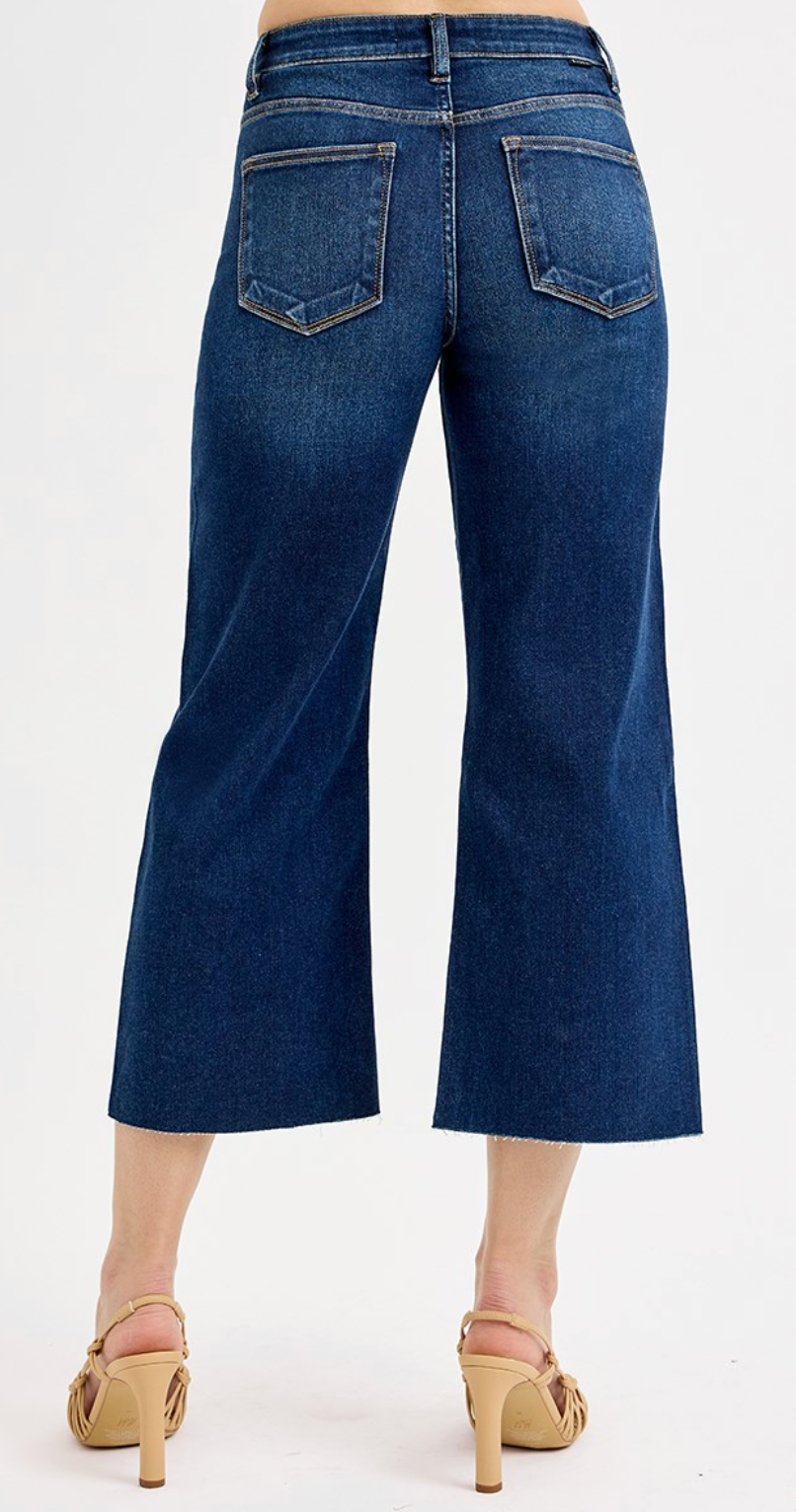 TUMMY CONTROL HIGH RISE CROP WIDE JEANS