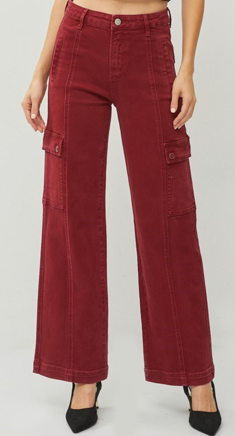 HIGH RISE WIDE CARGO PANTS