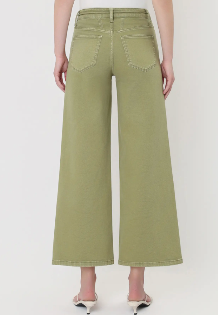 High Rise Drawstring Crop Wide PLUS - Eucalyptus