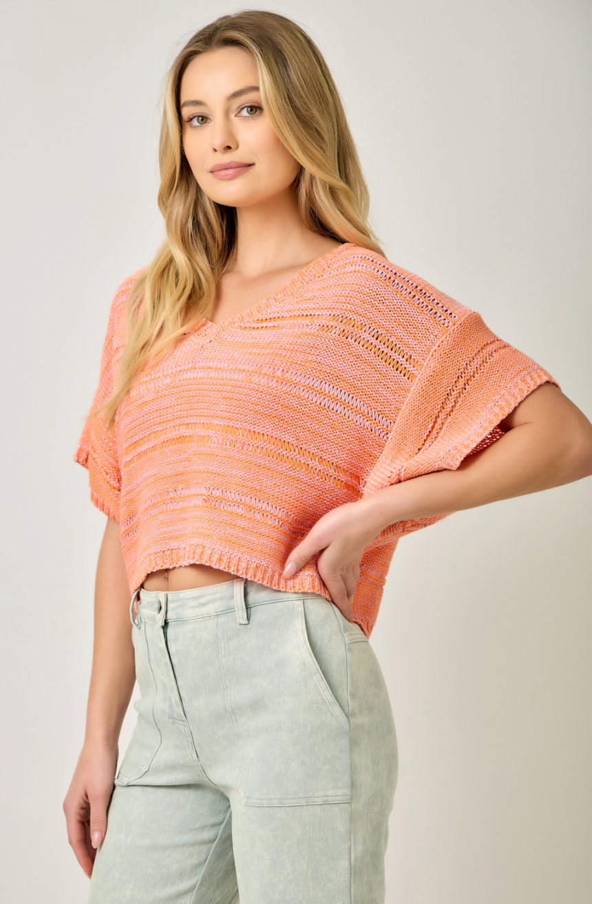 Melange Relaxed Sweater - Sun Blush