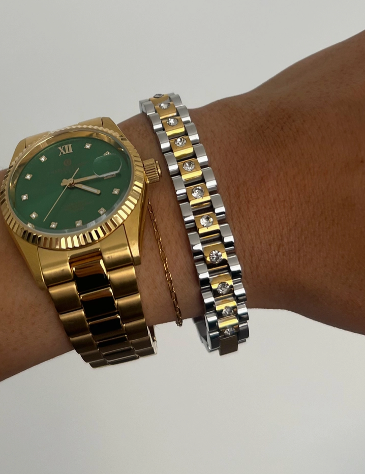 DIAMOND THIN TWO TONED BRACELET