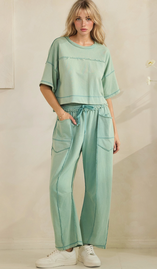 Cropped Easy Set - Sage