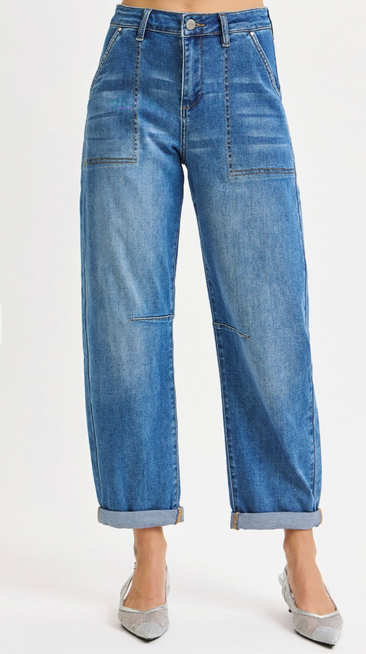 SLOUCHY BARREL RELAXED PATCH POCKET JEANS