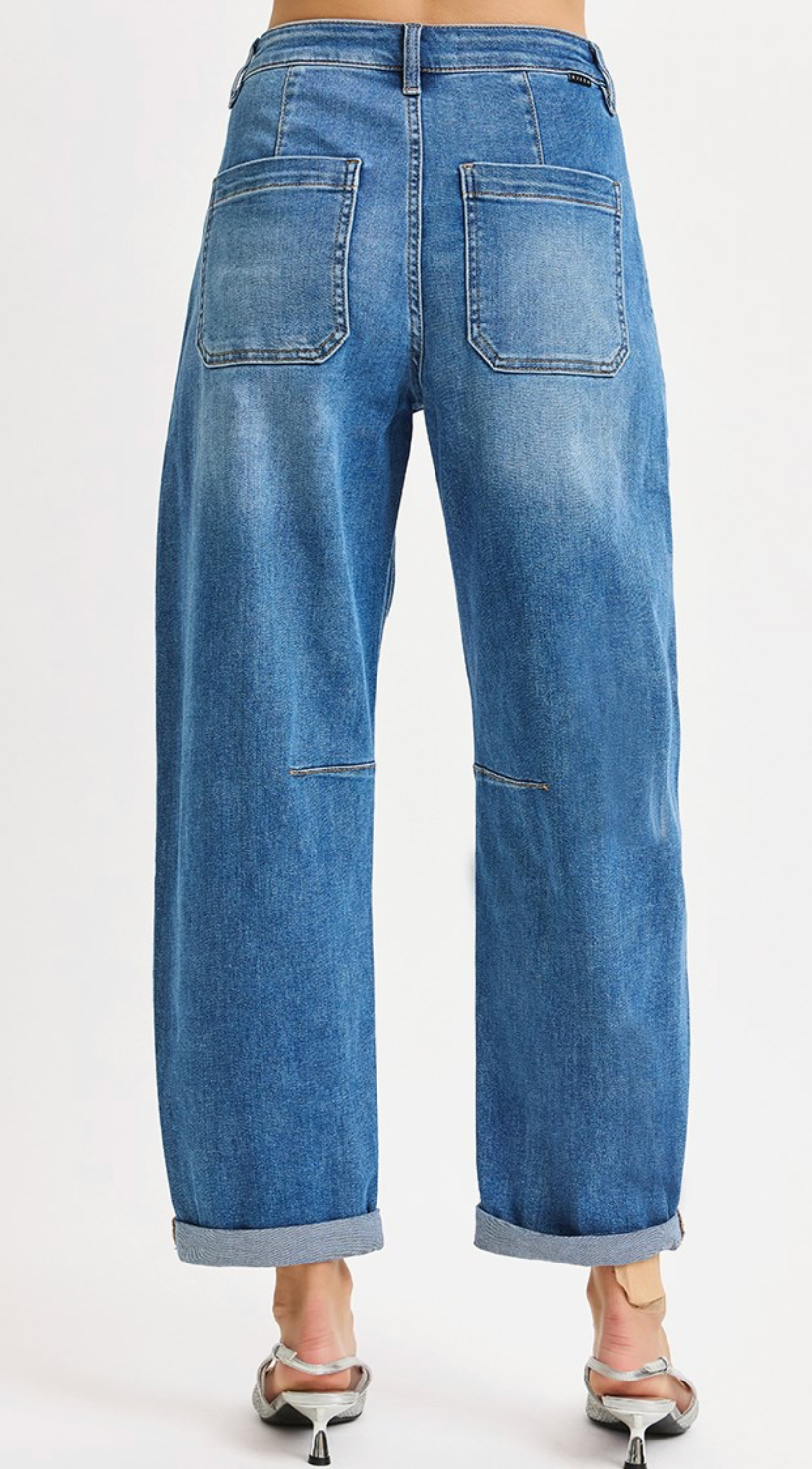 SLOUCHY BARREL RELAXED PATCH POCKET JEANS