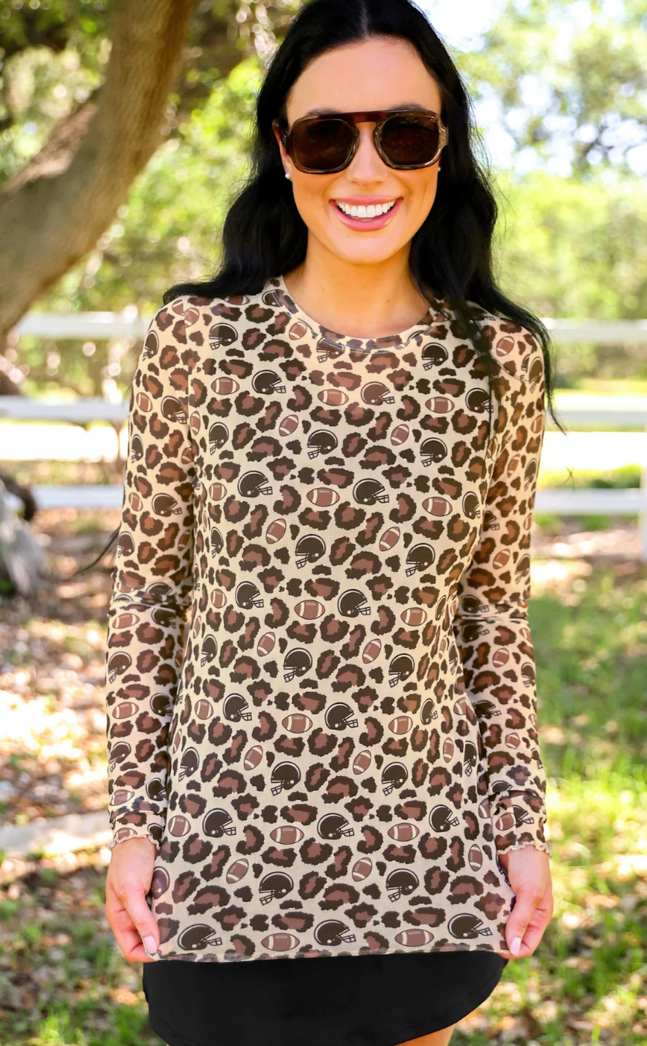 Alyssa Mesh Top - Game Day Leopard