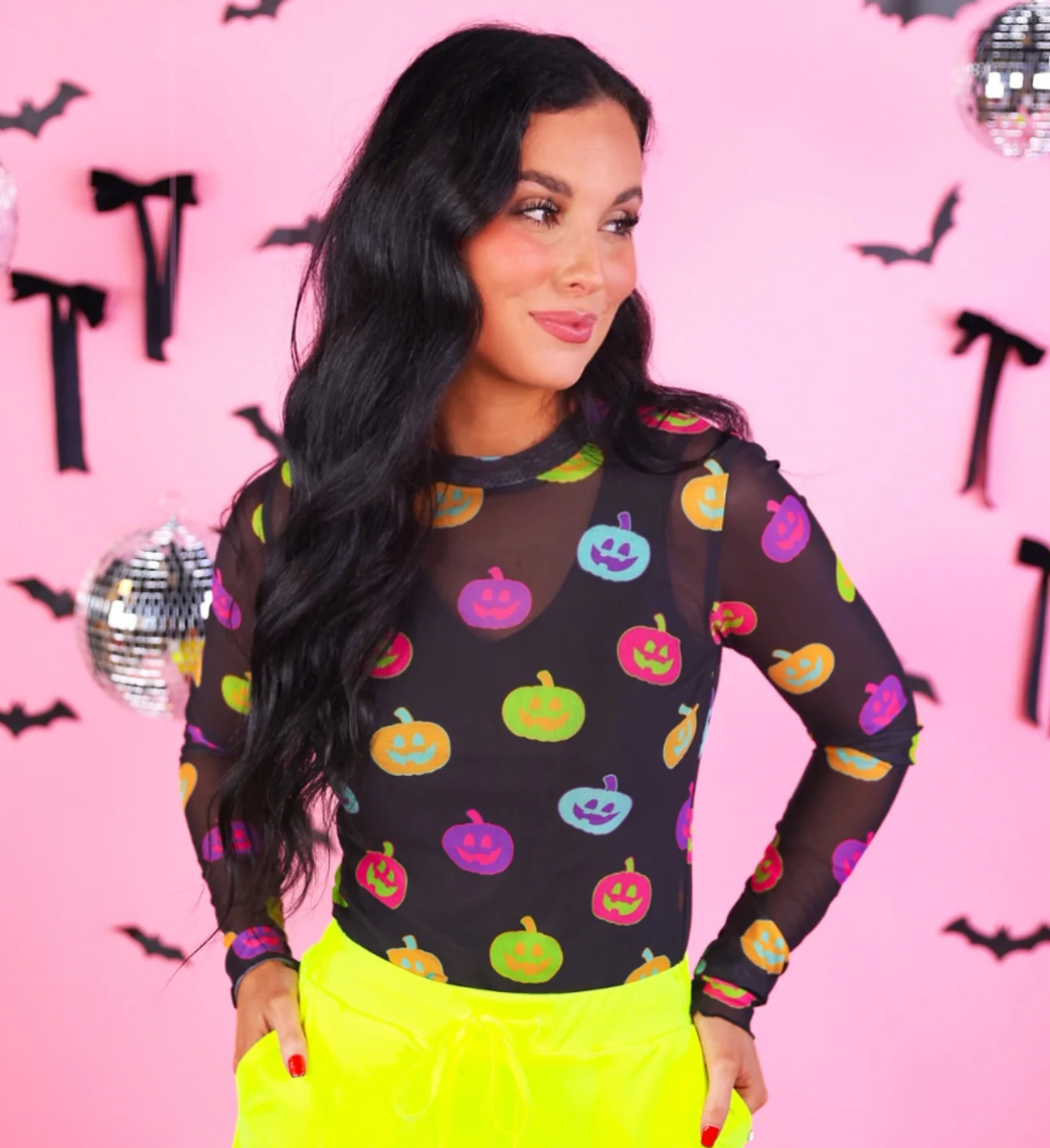 Kate Mesh Top - Pumpkin Pop