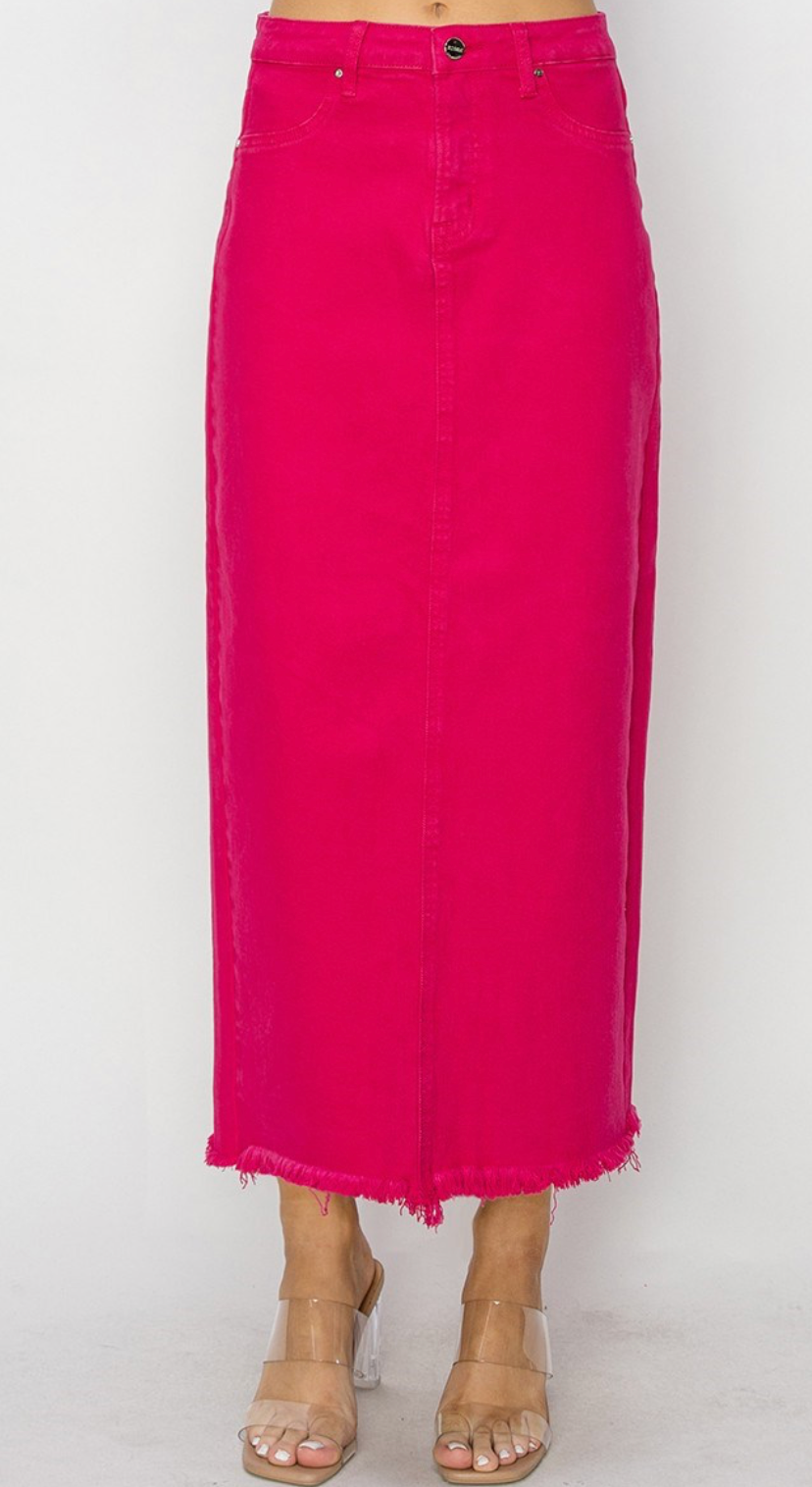 High-Rise Maxi Skirt - Fuchsia