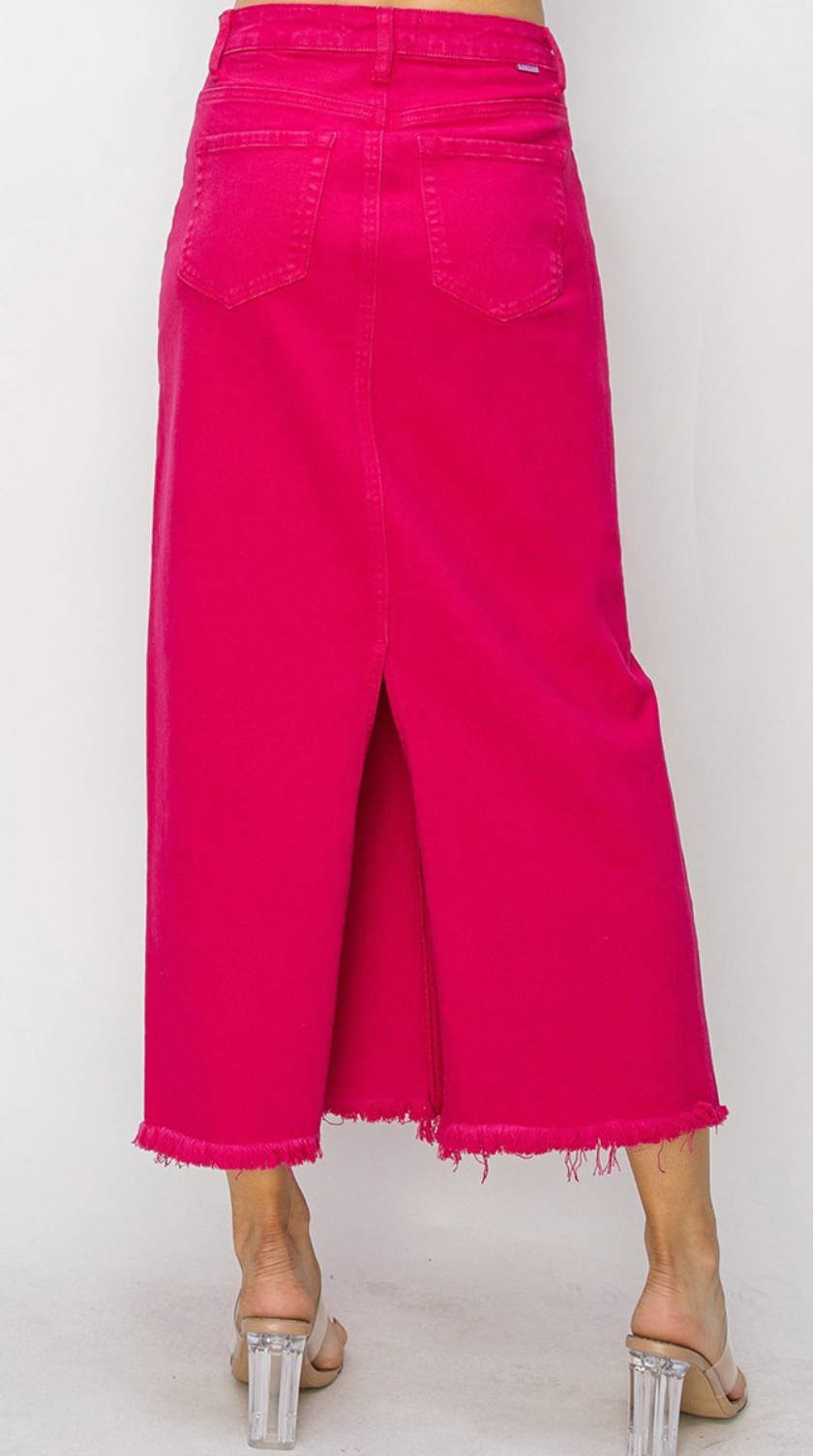 High-Rise Maxi Skirt - Fuchsia