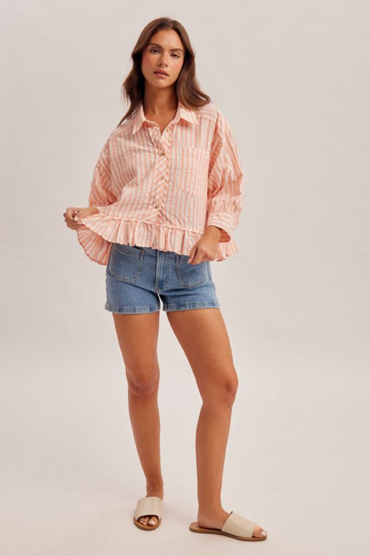 Stripe w/Bottom Frill Shirt
