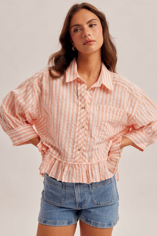 Stripe w/Bottom Frill Shirt