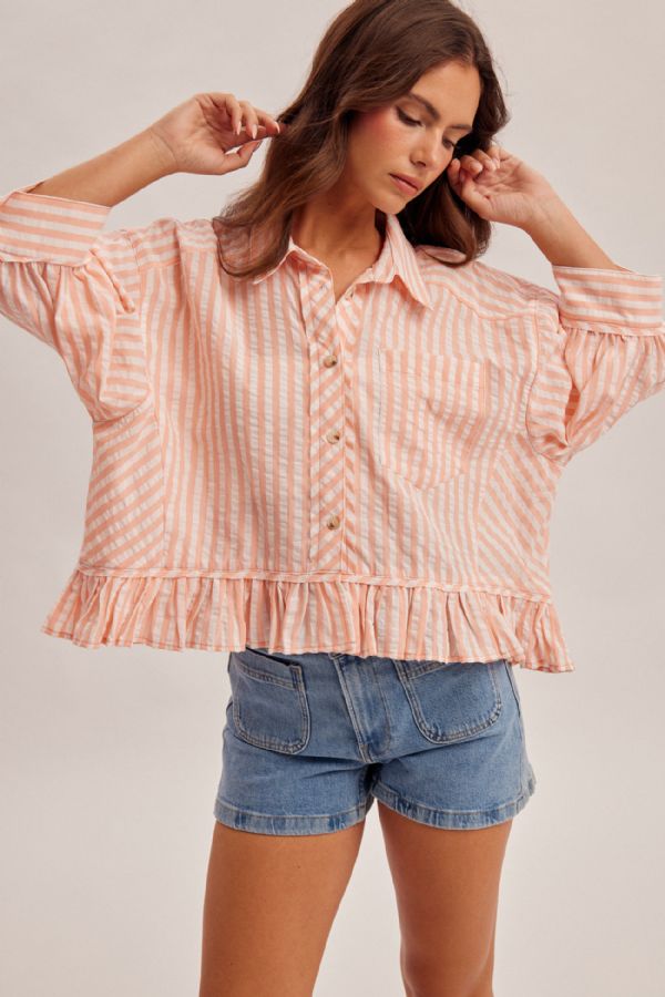 Stripe w/Bottom Frill Shirt