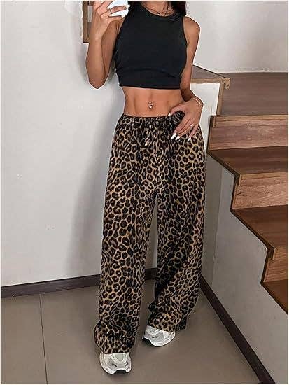 Leopard Print Wide-Leg Pants