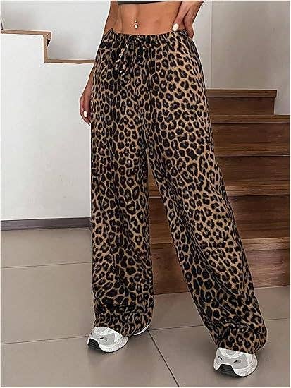 Leopard Print Wide-Leg Pants