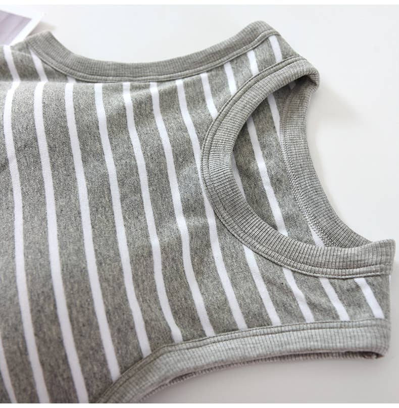 Basic Cotton Stripe Tank Top w/Self Bra