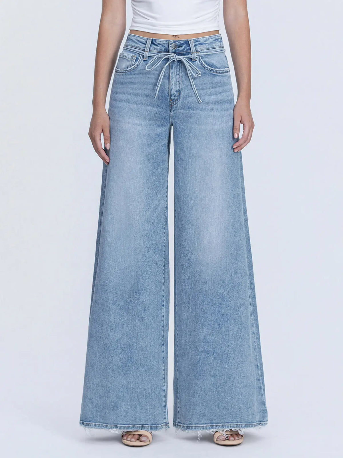 Super High Rise Palazzo w/Waist Tie Jeans