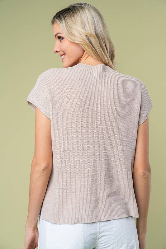 T10057 Short Sleeve Solid Knit Top