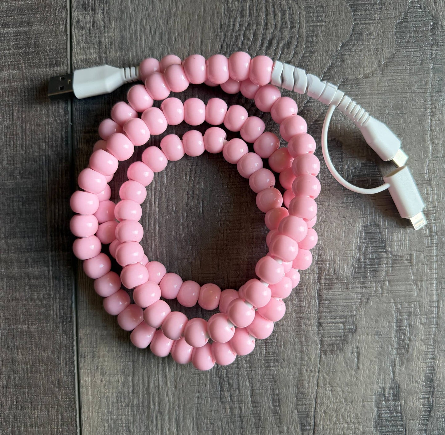 Beaded Phone Charger w/Lightning & USB-C Cable