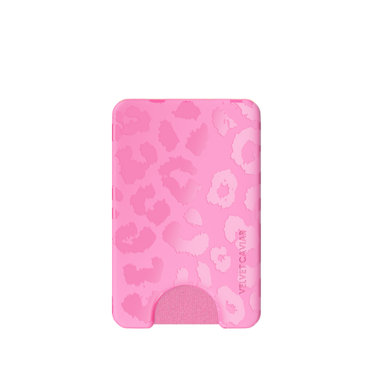 Magnetic Phone Wallet - Hot Pink Leopard