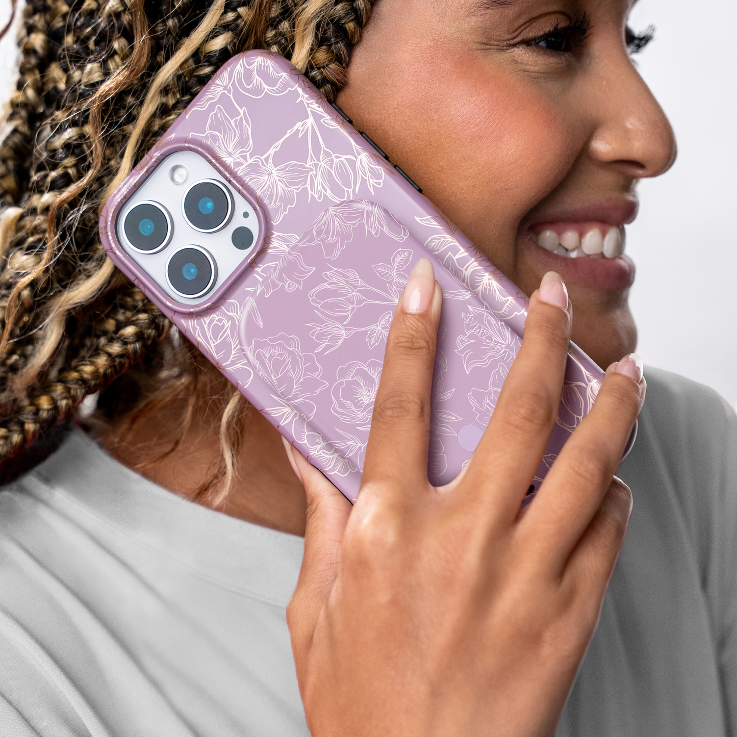 Wireless Phone Charger - Dusty Rose Chrome Floral