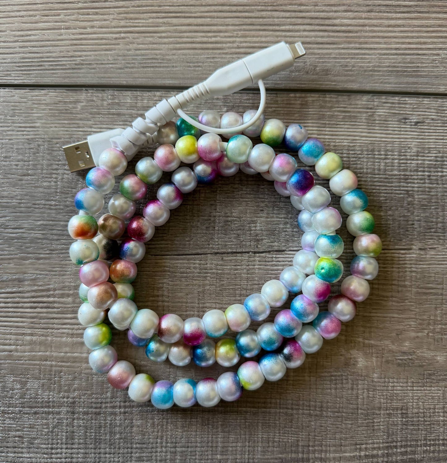 Mermaid Beaded Phone Charger w/Lightning & USB-C