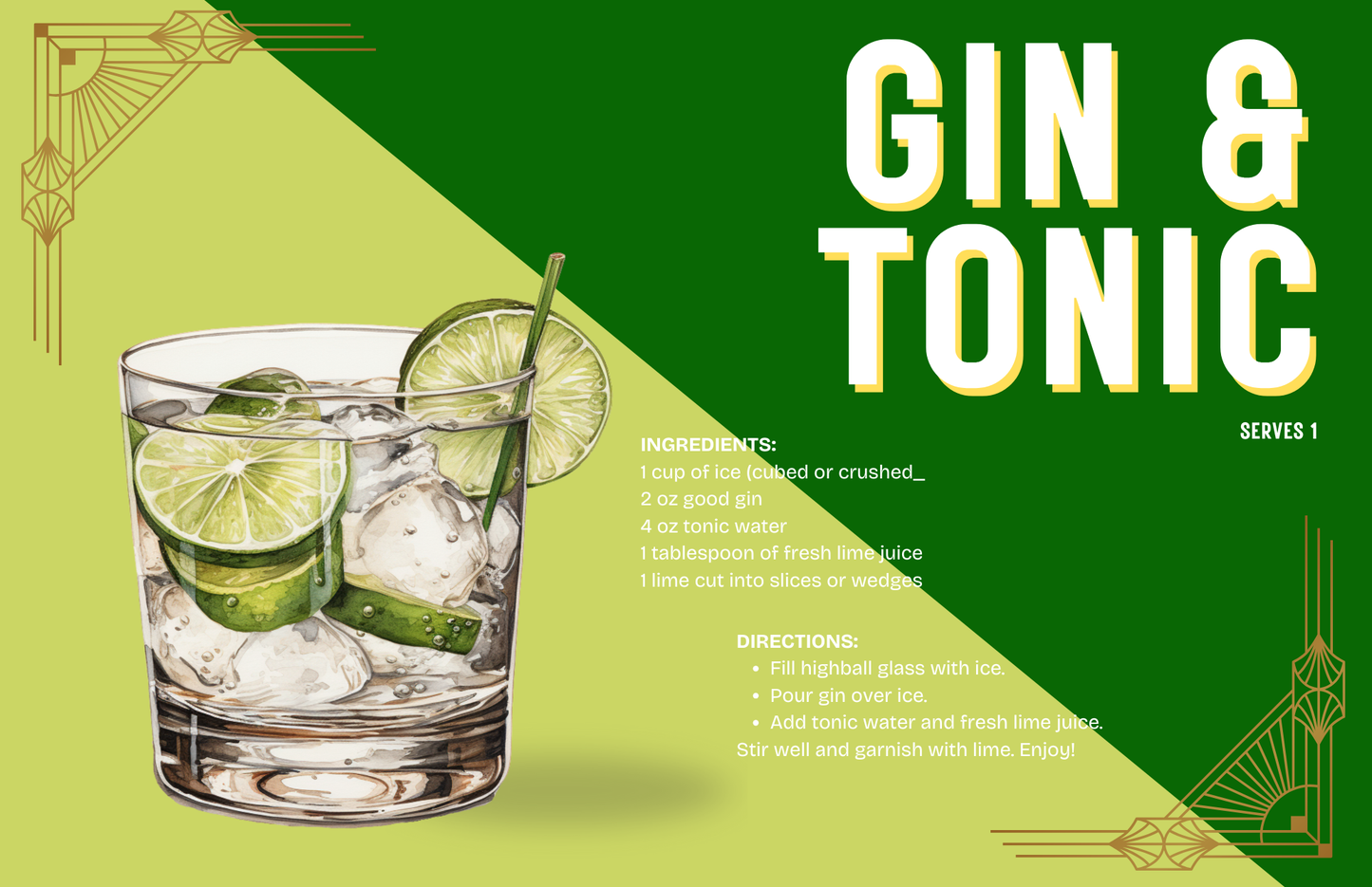 11 x 17 COCKTAILS VOL 2 Insert Set of 10