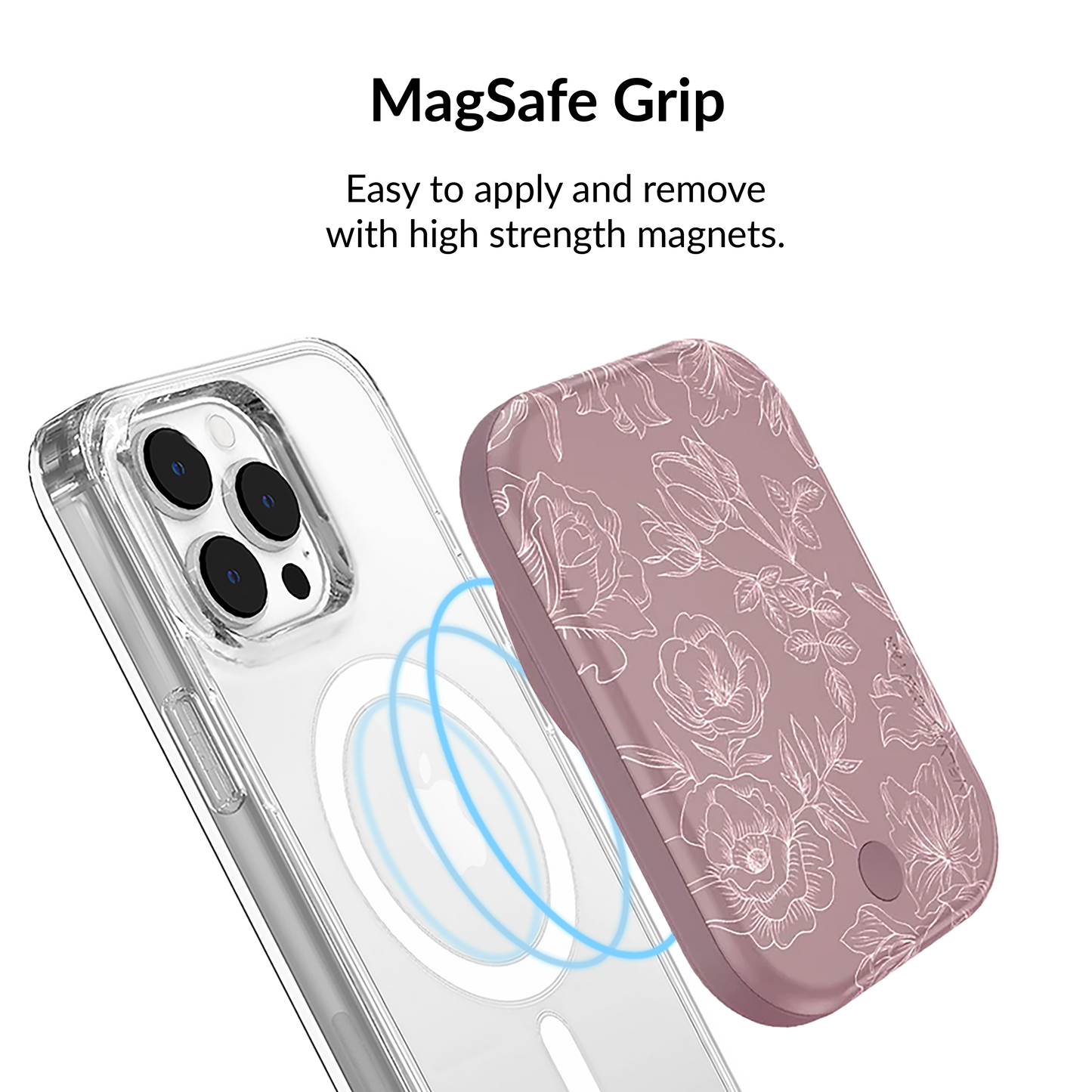 Wireless Phone Charger - Dusty Rose Chrome Floral