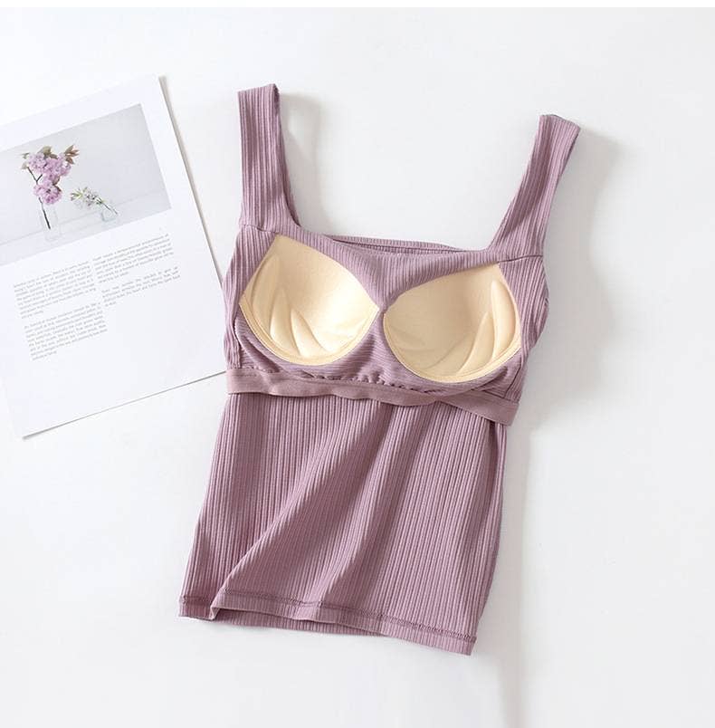 Basic Square Neck Tank Top w/Self Bra