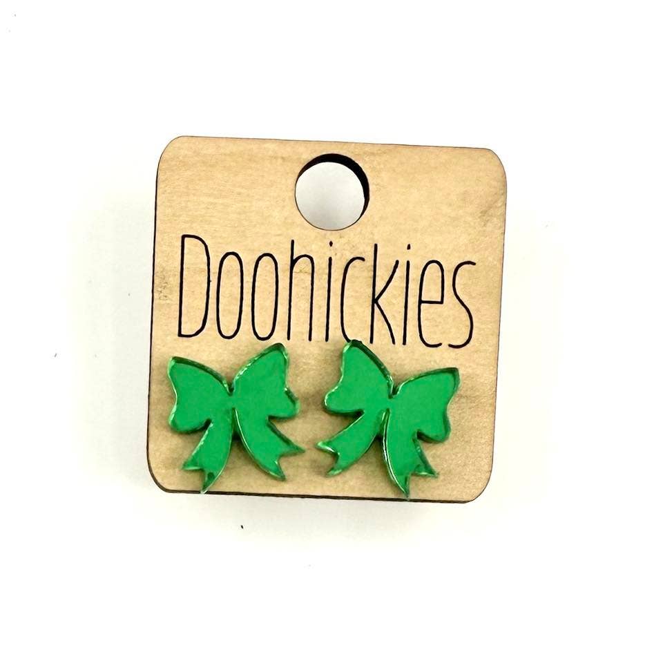 School Spirit Mirror Bow Stud Earrings