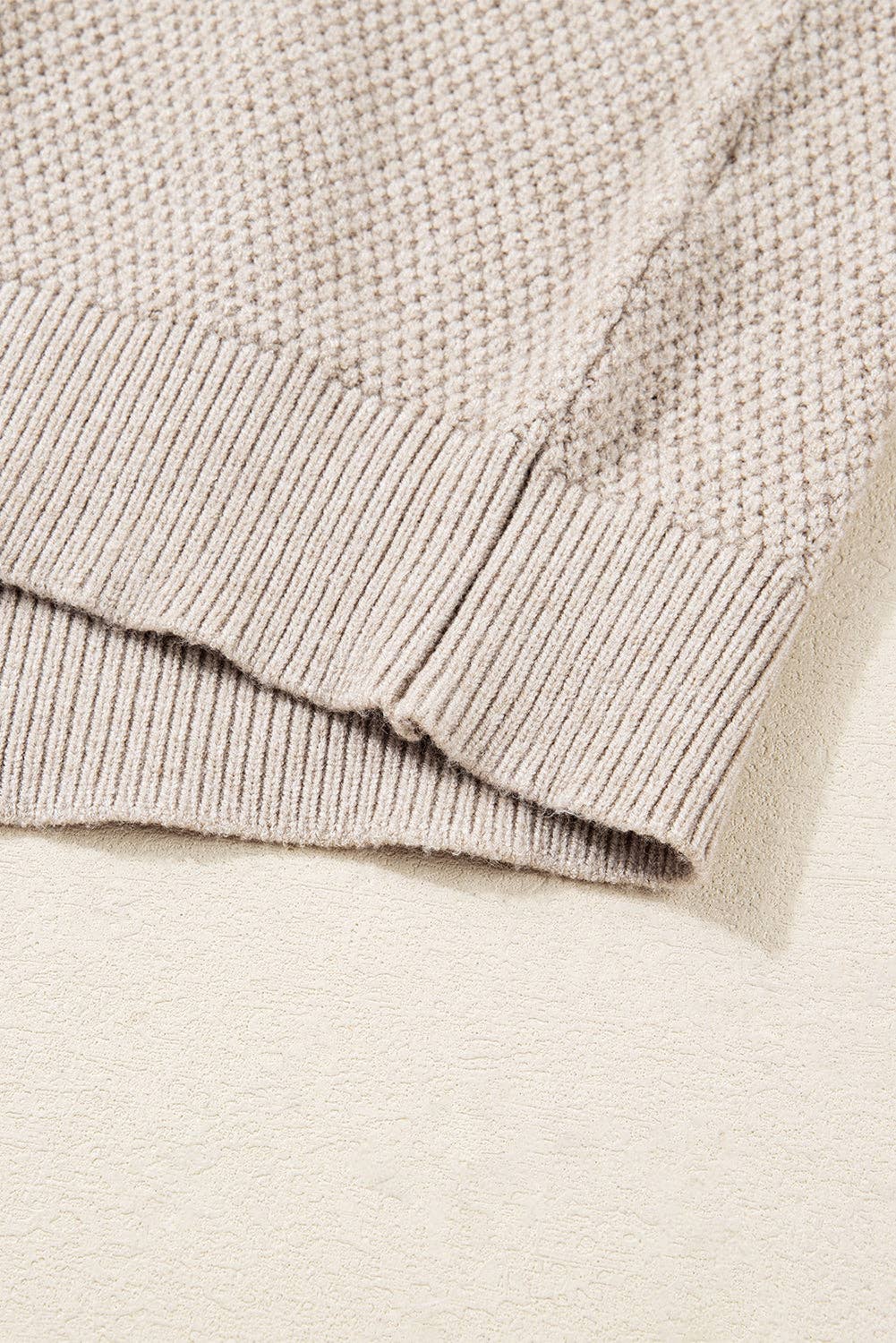 Parchment Color Block Knit Striped Sleeve Detail Casual Sweater
