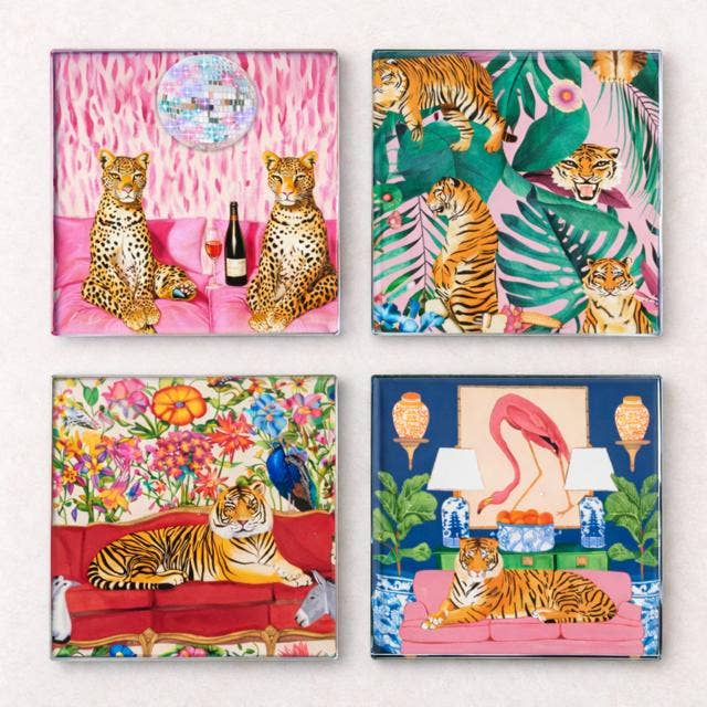 Safari Glass Coaster Set of 4