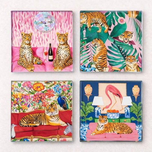 Safari Glass Coaster Set of 4