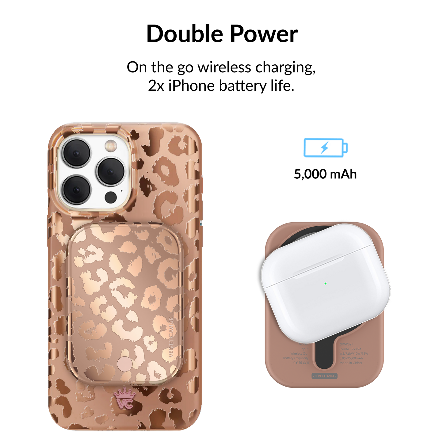 Wireless Phone Charger - Bronze Chrome Leopard