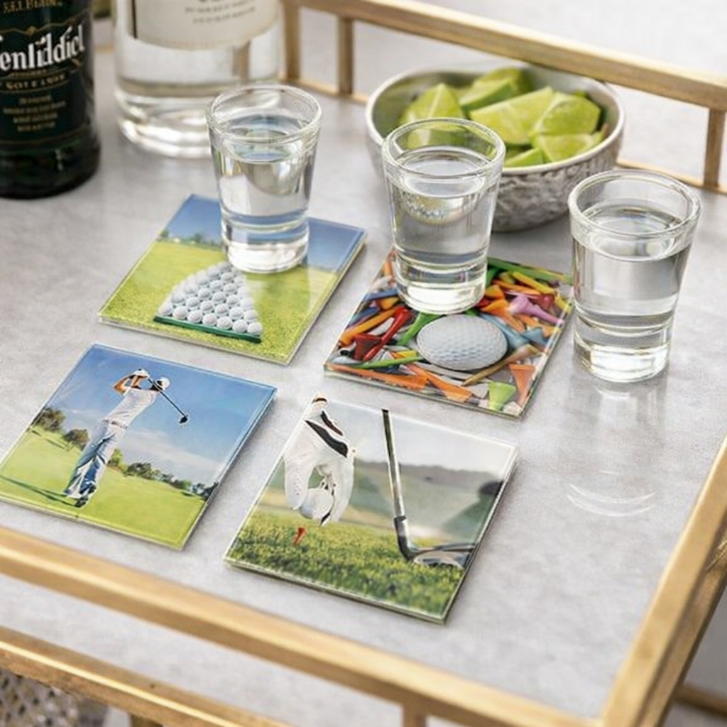 Golf Lover Glass Coasters Set of 4