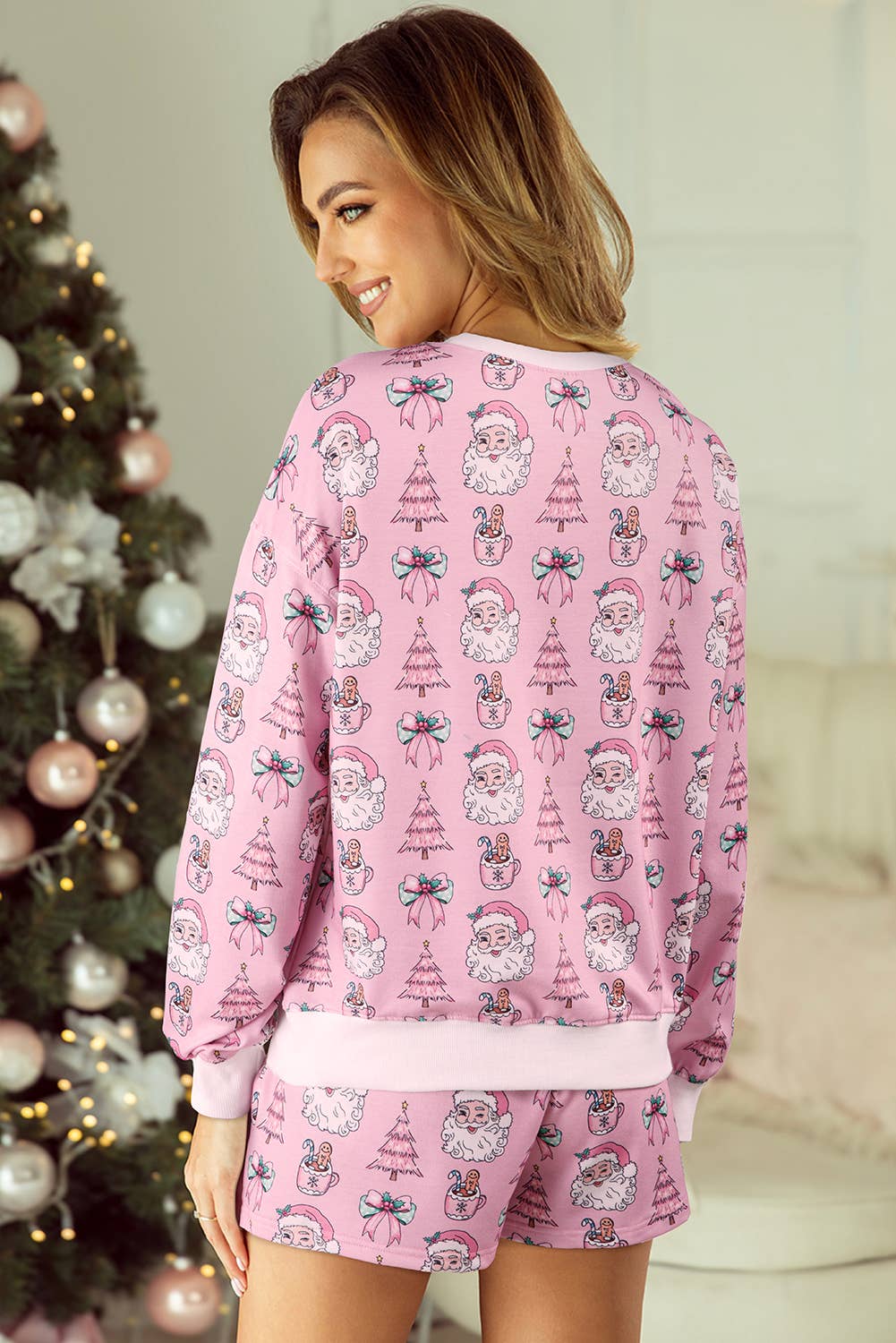 Ho Ho Ho Christmas Fashion Print 2pcs Lounge Short Set