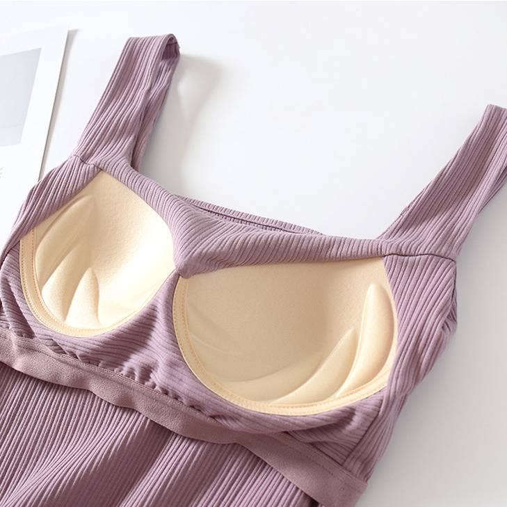 Basic Square Neck Tank Top w/Self Bra