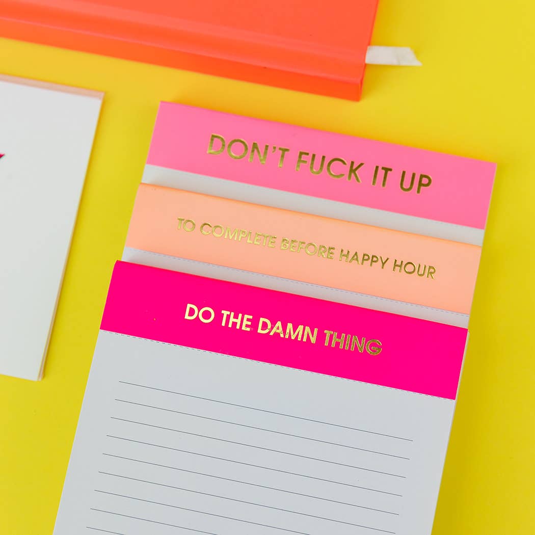 To Complete Before Happy Hour Lined Notepad Sunset Pink