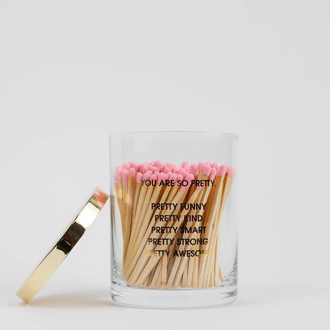You Are So Pretty -  Match Set + Rocks Glass Duo -  200 Matches + Rocks Glass Set